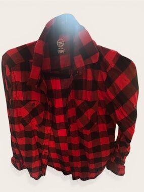 Wonder Nation Red & Black Plaid Button-Up Shirt